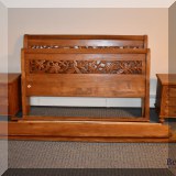 F54. Carved queen headboard and footboard. 42”h 